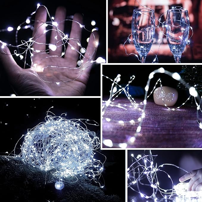 Solar String Lights Outdoor, Upgraded 2-Pack 80FT 200 LED Solar Twinkle Light for Outside, Waterproof Silver Wire 8 Modes Solar Fairy Lights for Garden Patio Tree Christmas Party Wedding (Cool White)