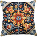 Traditional Norwegian Rosemaling Folk Art Throw Pillow