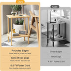 Apicizon 2 Tier End Table Set of 2, Small Side Table with Charging Station, Boho Bedside Table with USB Ports and Outlets, Nightstand for Small Spaces, Bedroom, Living Room, Easy Assembly, Natural