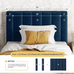 Allewie Twin Bed Frame/Velvet Upholstered Bed Frame with Vertical Channel Tufted Headboard/Strong Wooden Slats/Platform Bed Frame/Mattress Foundation/Box Spring Optional/Easy Assembly/Navy Blue