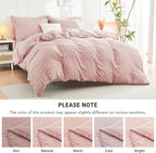 HYMOKEGE Rose Gold California King Comforter Set Seersucker 7 Pieces, All Season Luxury Bed in a Bag Queen for Bedroom, Bedding Set with Comforter, Sheets, Pillowcases & Shams