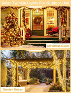 Solar String Lights Outdoor, 6 Pack Each 100 LED Solar Christmas Lights Outside Waterproof Copper Wire with 8 Modes Solar Fairy Twinkle Lights for Garden Yard Tree Wedding Christmas Decor (Warm White)