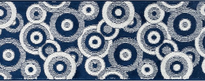 Custom Length Cut to Size Retro Modern Coastal Carpet Runner Rug for Hallways, Non Slip Rubber Backed, 31 inch Wide X Customized Length, Geo Blue, 31 inch X 21 feet