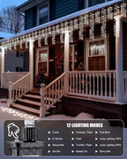 Brightown Cluster Icicle Lights for Outside, 20Ft 1125 LED Christmas Lights Outdoor with 30 Drops, Icicle Christmas Light with Timer Function for House Roofline, Pure White