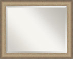 Amanti Art Bronze Bathroom Mirror for Over Sink, 27x33 Elegant Brushed Bronze Rectangle Vanity Mirror, Large Casual Frame, Hangs Horizonally and Vertically, Bathroom Wall Decor, Beveled Edge