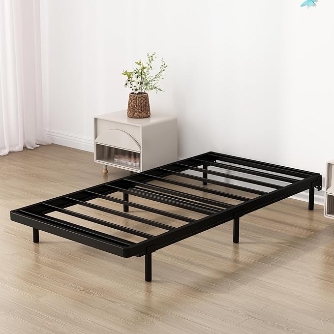 Twin Box Spring Bed Base 2 Inch, Low Profile Metal Boxspring Twin Bunkie Board 2 Inch, 2000 Lbs Max Weight Capacity Mattress Foundation, Noise-Free, Easy Assembly