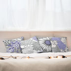 Ambesonne Floral Throw Pillow Cushion Case Pack of 4, Flower Petals Modern Color Palette Chamomile Peony Dahlia and Sunflower Print, Modern Accent Double-Sided Digital Printing, 20", Lavender and Grey