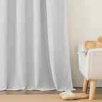 RYB HOME Grey Sheer Curtains - Linen Grommet Window Curtain Drapes Light Airy Semi Sheers for Bedroom Patio Living Room Patio Door, Wide 52 x Long 84 inch, 2 Panels, Dove Grey