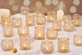 40 Pcs Assorted Gold Votive Candle Holders Bulk- Gold Candle Holders Bulk for Thanksgiving Christmas Table Decorations, Glass Tealight Candle Holder for Fall Wedding Table Centerpieces