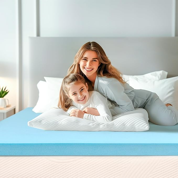 3 Inch Twin XL Memory Foam Mattress Topper Size for College and Dorm, Cooling Gel Infused, Mattress Pad for Pressure Relief, School Essentials, 39x80 Inches, Blue