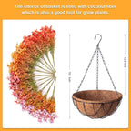 Artificial Fake Hanging Flowers Plants with Basket Outdoor, Faux Silk Colorful Daisy Metal Coconut Lining Plastic Shrubs, Farmhouse Home Garden Patio Yard Decor (Orange Yellow Purple Pink)