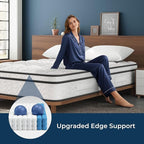 Vesgantti Full Size Mattress 12 Inch, Fiberglass-Free | Cool Sleep Hybrid Double Mattress in a Box - Memory Foam & Pocket Springs, Ergonomic Design, Pressure Relief, Medium Firm Feel, 54"×75"×12"