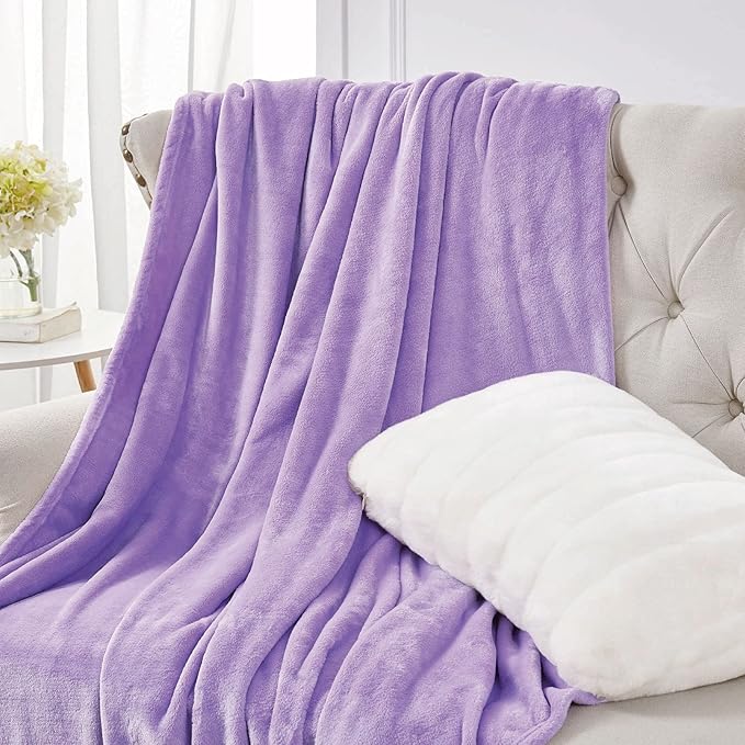 Walensee Fleece Blanket Plush Throw Fuzzy Lightweight (Throw Size 50x60 Lavender) Super Soft Microfiber Flannel Blankets for Couch, Bed, Sofa Ultra Luxurious Warm and Cozy for All Seasons