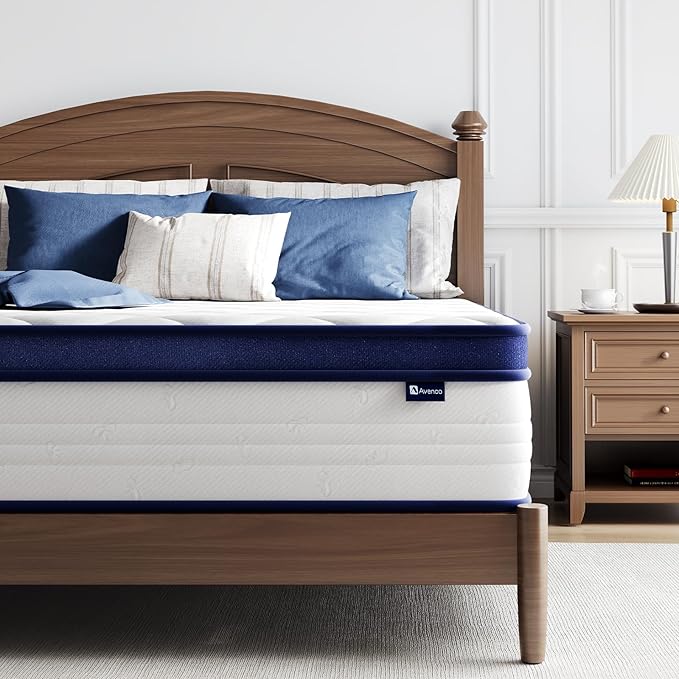 Avenco King Mattress, 10 inch King Size Mattress with Smarts™ Coil Individual Pocket Spring for Silent Sleep and Strong Edge Support, CertiPUR-US Certified, Mattresses in a Box