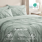 Bedsure Full Size Comforter Sets - Bedding Sets Full 7 Pieces, Pintuck Bed in a Bag Sage Green Bed Set with Comforter, Sheets, Pillowcases & Shams