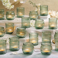24pcs Assorted Green Votive Candle Holders for Table Centerpiece, Ribbed Tea Lights Candle Holder Glass, Green Candle Holders for Wedding Table Decor, Bridal Shower and Tea Party Decorations