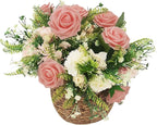 Artificial Flowers 25pcs Fake Roses, Peach Pink Foam Rose Faux Flower for DIY Wedding Bouquets Bridal Shower Centerpieces Floral Arrangements Home Decorations Party Backdrops Table