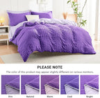 HYMOKEGE Dark Purple/Lavender Twin Comforter Set Seersucker 5 Pieces, All Season Luxury Bed in a Bag for Bedroom, Bedding Set with Comforter, Sheets, Pillowcase & Sham