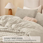 BEDELITE Fleece Twin Comforter Set -Super Soft & Warm Fluffy Linen Bedding, Luxury Fuzzy Heavy Bed Set for Winter with 1 Pillow case