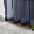 Aiyufeng Navy Blue Sheer Curtains 90 inch Length 2 Panels Set, Airy Soft-Touching Rod Pocket Voile Drapes for Living Room/Bedroom, Each 42W x 90L