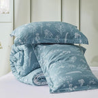 Bedsure Oversized Queen Comforter Set - Mineral Blue Bed Set, 3 Pieces Cute Floral Bedding, 1 Soft Reversible Botanical Flowers Comforter and 2 Pillow Shams