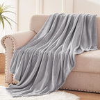 Exclusivo Mezcla Fleece Throw Blanket for Couch, Sofa, 300GSM Super Soft and Warm Blankets, Light Grey Throw All Season Use, Cozy, Plush, Lightweight, 50x60 Inches