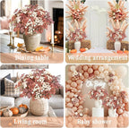 Baby Breath Flowers Fall Flowers Artificial Bulk, 10Pcs Fall Decor Fake Gypsophila Plants Bouquets Flowers Real Touch Faux Babies Breath Arrangement for Home Autumn Wedding Vase Decoration Fall Orange