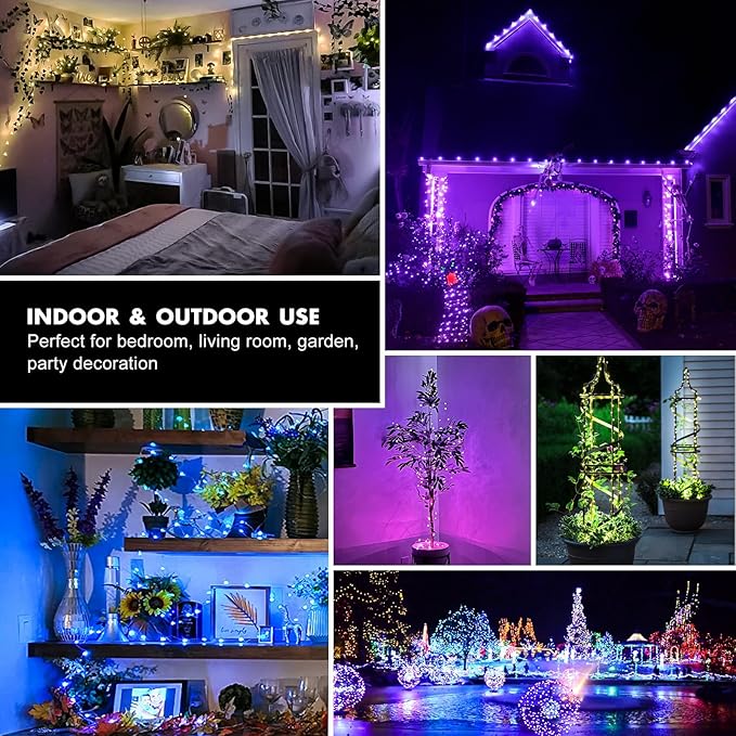 2Pack Battery Fairy Lights, Total 78Ft 240LED, Battery Operated Fairy Lights with Remote and Timer, RGB Color Changing String Lights/Twinkle Lights for Bedroom Indoor Christmas Decoration