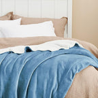 Bedsure GentleSoft Sherpa Fleece Blankets King Size for Bed - Thick and Warm, Soft Fuzzy Plush King Blanket for Winter, Washed Blue, 108x90 Inches