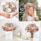 Baby Breath Fall Flowers Artificial Bulk, 15Pcs Fall Decor Fake Gypsophila Plants Bouquets Flowers Real Touch Faux Babies Breath Arrangement for Home Autumn Wedding Party Vase Decoration Pink