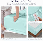 California Design Den Split King Sheets Sets for Adjustable Bed - Soft 400 Thread Count Sateen, Natural 100% Cotton Sheets with Deep Pockets, Breathable, Cooling and Durable Bedding Set - Seafoam