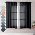 Aiyufeng Faux Black Sheer Curtains 54 Inch Length 2 Panel Set, Fresh Farmhouse 54 Inch Long Sheer Linen Look Airy & Lightweight Elegant Window Treatments for Bedroom/Kitchen, 30Wx54L inch