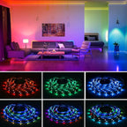 SEZO WS2812B LED Strip Light 16.4FT/5M 30Pixel/M 150LEDs DC5V Individual Addressable LED Strip SMD5050 RGB Dream Color Programmable LED Light Strip Flexible IP30 Non-Waterproof White PCB