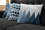 Ambesonne Modern Throw Pillow Cushion Case Pack of 4, Geometric Style Pattern of Triangles Zigzags Love Home Phrase Design, Modern Accent Double-Sided Digital Printing, 18", Petrol Blue and White