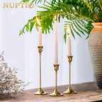 5 Sets(15 Pcs) Brass Gold Metal Taper Candle Holders Candlestick Holders, Vintage Modern Decorative Centerpiece Candlestick Holders for Table Mantel Wedding Housewarming Gift