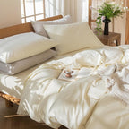 MooMee Bedding Duvet Cover Set 100% Washed Cotton Linen Like Textured Breathable Durable Soft Comfy (Solid Cream White, Super King Plus 120"x120")