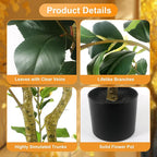 Faux Outdoor Plants 2 Pcs - 39’’ Artificial Camellia Tree Potted with Yellow Flowers, Artificial Plants Outdoor Porch Front Door Garden Indoor Office Home Wedding Decor Housewarming Gift