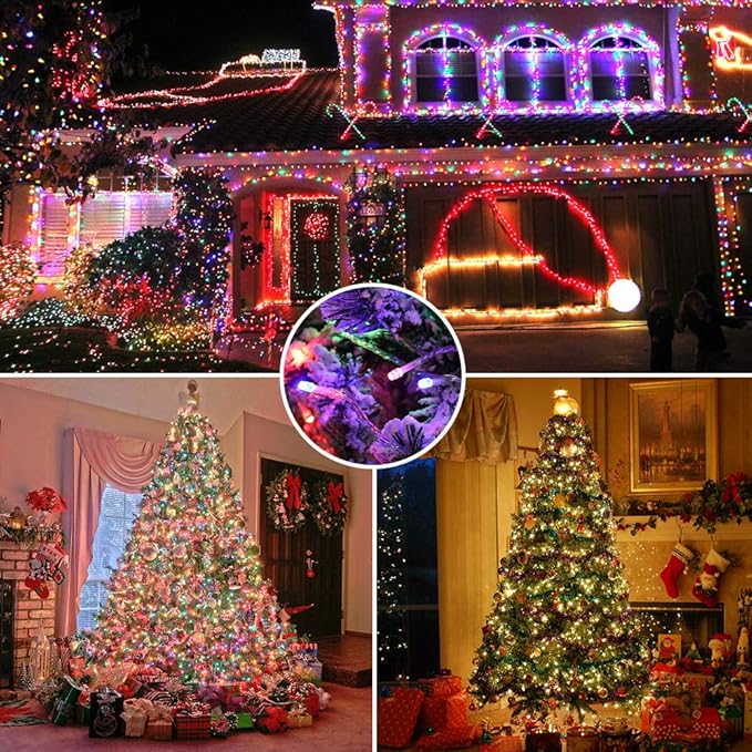 Brizled Color Changing Christmas Lights, 300 LED Christmas String Lights Connectable, 115ft 11 Modes Tree Lights Warm White & Multicolor Clear Wire Xmas Lights Remote for Xmas Party Home