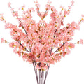 Giegxin Set of 8 Silk Cherry Blossom Branches Cherry Blossom Tree Stems Long Stem Artificial Flowers for Tall Vase Flowers for Home Wedding Vase Floral Arrangements, 39.37 Inch (Pink)