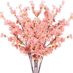 Giegxin Set of 8 Silk Cherry Blossom Branches Cherry Blossom Tree Stems Long Stem Artificial Flowers for Tall Vase Flowers for Home Wedding Vase Floral Arrangements, 39.37 Inch (Pink)