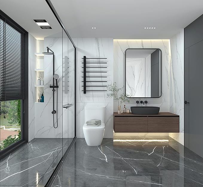 ANDY STAR Black Bathroom Mirrors for Wall, 22X30 Inch Rounded Rectangle Mirror, Matte Black Bathroom Vanity Mirror, Tube Metal Framed Wall-Mounted Mirror Horizontally or Vertically