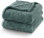 Exclusivo Mezcla Plush Fuzzy Fleece Bed Blanket King Size, Super Soft, Fluffy and Warm Blankets, Suitable for All Seasons (Celadon, 90x104 Inches)