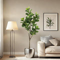 Faux Fiddle Leaf Fig Tree 6ft(74in) Artificial Floor Plant for Indoor Decor Realistic Potted Tree with Texture Silk Leaves and Natural Wood Trunk for Home Living Room,Office Perfect Housewarming Gift