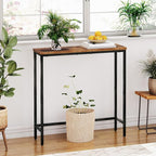 HOOBRO Narrow Console Table, 29.5" Small Entryway Table, Thin Sofa Side Display Table, for Hallway, Bedroom, Living Room, Foyer, Rustic Brown and Black BF75XG01
