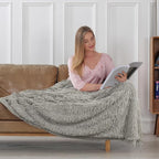 Tuddrom Decorative Extra Soft Faux Fur Blanket Twin Size 70" x 78",Solid Reversible Fuzzy Fluffy Cozy Plush Fleece Comfy Microfiber Blanket for Couch Sofa Bed,Quiet Grey