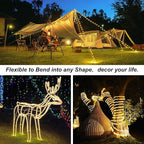 JMEXSUSS 100 LED Battery Operated Rope Lights Outdoor Waterproof, 33ft 8 Modes Battery Powered String Lights with Remote Outdoor for Trampoline Camping Tent Patio Garden Christmas Decor (Warm White)