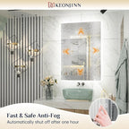 Keonjinn 42 x 36 Inch Backlit Bathroom Mirror, Anti-Fog LED Mirror with Lights, CRI90+ HD Tempered Glass, Stepless Dimmable, High Lumen, UL Listed LED Driver, Waterproof, Horizontal/Vertical