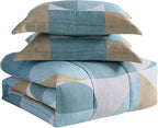 Geometric Comforter Set Twin Size with Sheets Bed in a Bag – Deep Pocket Fitted Sheet with Elastic Corners, Cozy Comforter, Pillowcases & Shams – Soft Microfiber All Season Bedding – Machine Washable