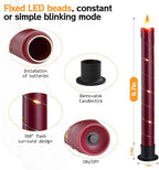 Da by 3 Pcs Flickering Flameless Battery Operated Taper Candle-Window Candles with Remote and Time-LED 3D Dynamic Flame-9.6 Inches for Wedding, Party,Home Decoration- Red