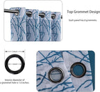 BONZER Mix and Match Curtains - 2 Pieces Branch Print Sheer Curtains and 2 Pieces Blackout Curtains for Bedroom Living Room Grommet Window Drapes, 54x95 Inch/Panel, Teal, Set of 4 Panels